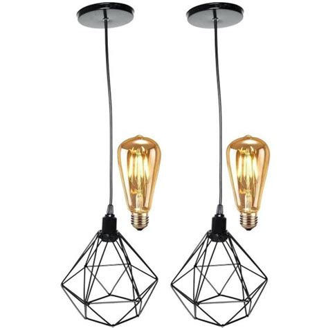 2 Pendentes Aramado Diamante Luminária Lustre Retrô Balcão 2 Lâmpadas