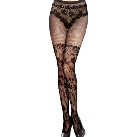 Collants fantaisie résille noire taille unique lingerie femme sexy Noir