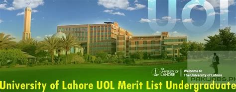 Uol Merit List University Of Lahore Entry Test Result Uol Edu Pk