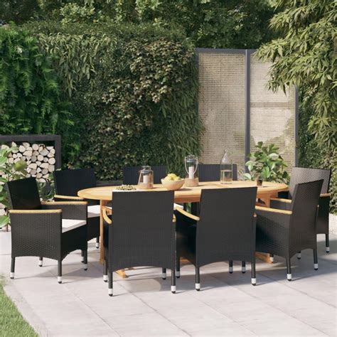 Maison Exclusive Ensemble à manger de jardin 9 pcs avec coussins Noir