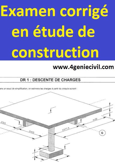 Examen corrigée en descente de charge et calcul armatures Cours génie