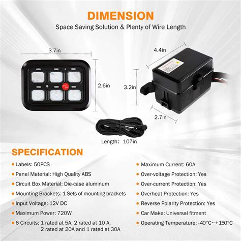 Buy Auxbeam 6 Gang Switch Panel Automatic Dimmable LED On Off Car