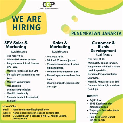 Lowongan Kerja Spv Sales Marketing Sales Marketing Customer