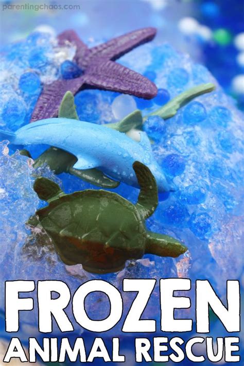 the frozen animal rescue book is open and showing an image of two sea animals, one with