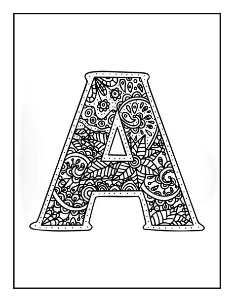 A Z Alphabets Letters Doodling Coloring Pages Mandala Patterns