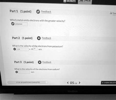SOLVED 04 30 21 74i0 Part 1 1 Point Feedback Which Metal Emits