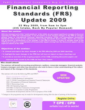 Fillable Online Financial Reporting Standards FRS Update 2009 FP