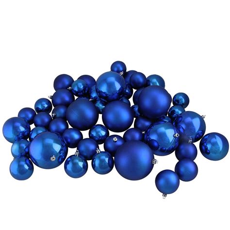 50ct Lavish Blue Shiny And Matte Shatterproof Christmas Ball Ornaments 24 3 4