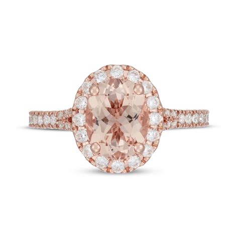 Neil Lane Oval Cut Morganite And Diamond Engagement Ring 1 2 Ct Tw 14k