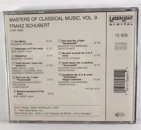 Schubert Masters Of Classical Music Volume 9 Digital Recording Laserlight 18111580922 Ebay