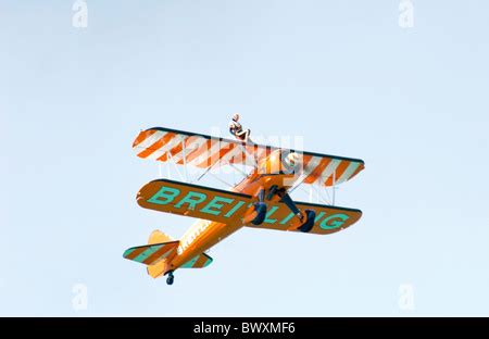 Boeing Pt Stearman With Wing Walker Stock Photo Alamy