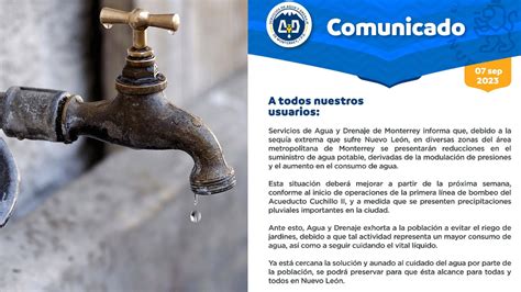 Próxima Semana Ya No Habría Cortes Agua Y Drenaje De Monterrey