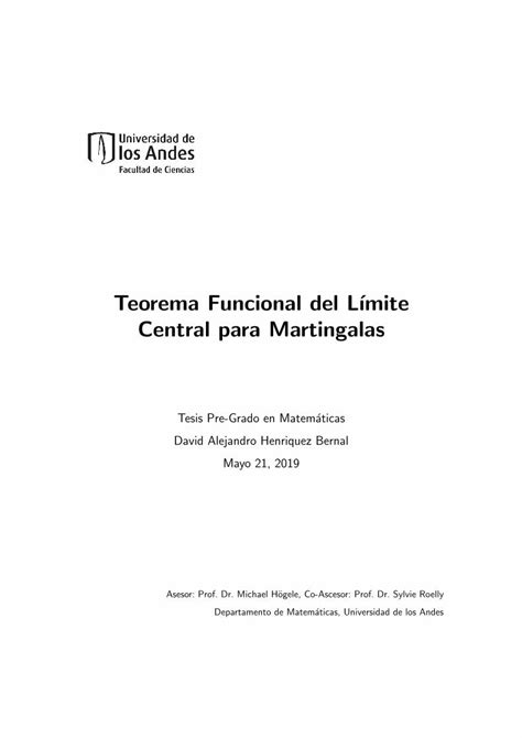 PDF Teorema Funcional Del L Mite Central Para Martingalas DOKUMEN TIPS