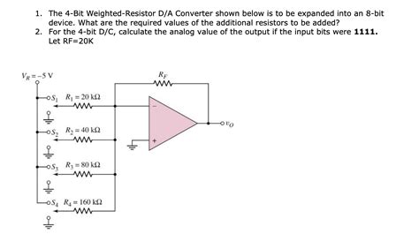 Solved 1 The 4 Bit Weighted Resistor D A Converter Shown Chegg