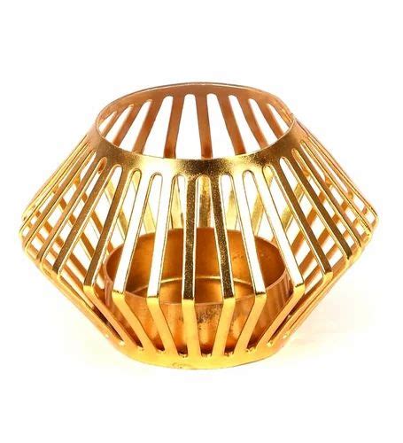 Golden Cylindrical Iron Candle Holder For Decoration Size Dimension