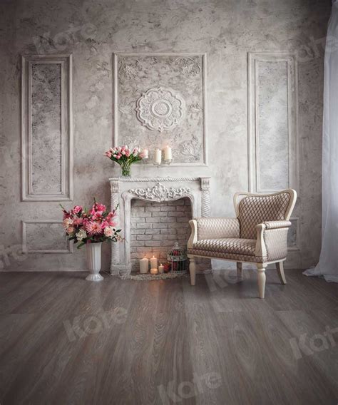 Kate Living Room Pattern Wall Wooden Floor Backdrops