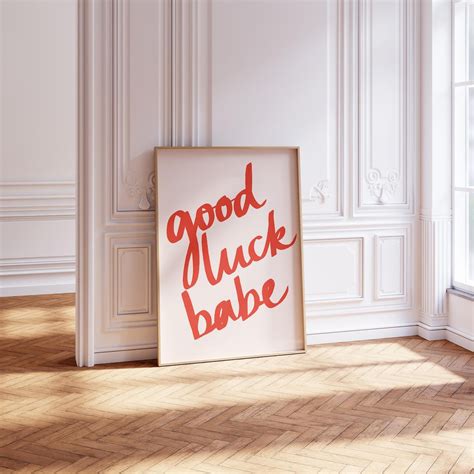 Good Luck Babe Quote Print Preppy Handwritten Typography Poster