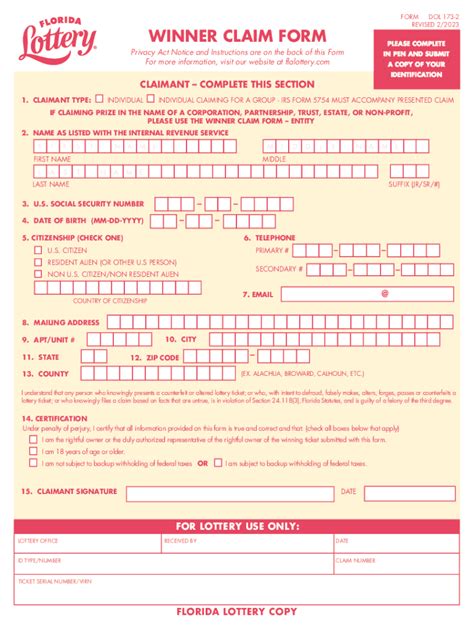 Fillable Online Winner Claim Form Entity Fax Email Print PdfFiller