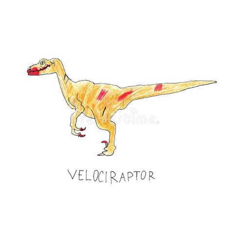 Dinosaur Velociraptor Drawing. Pencil Illustration. for Your Design ...