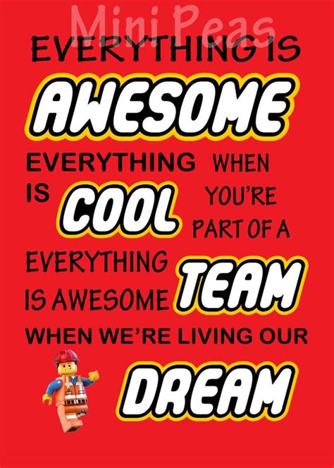 Lego Movie Everything Is Awesome Poster 24x36 Emmet by MiniPeas