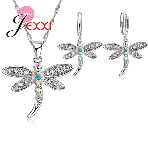 Jolis Ensembles De Bijoux Libellule En Argent Sterling 925 Pendentif