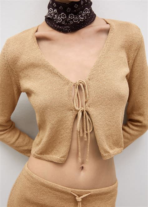 Knitted Cardigan With Bow Woman Mng Australia