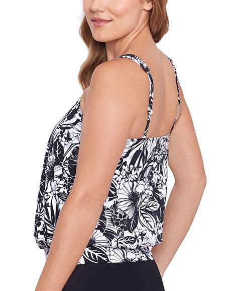 Swim Solutions Womens Printed Blouson Tankini Top Created For Macys