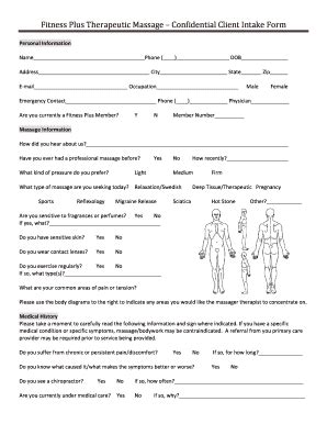 Massage Intake Form Revised Docx Fill And Sign Printable Template Online