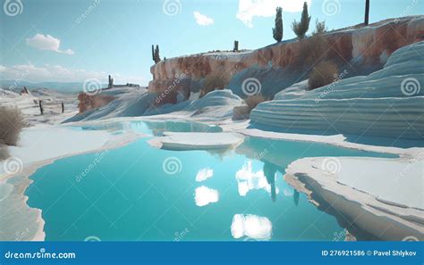 Travertine Pools And Terraces In Pamukkale, Turkey Royalty-Free Cartoon ...