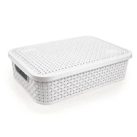 Cesto Organizador Multiuso Rattan Tampa Pequeno Branco Nitron