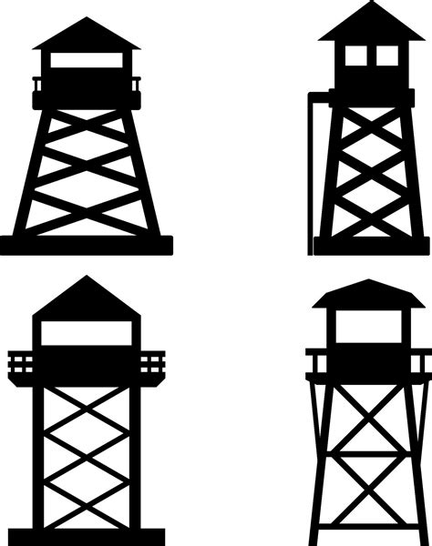 Watchtower icon set. Guard tower silhouette for icon, symbol or sign ...