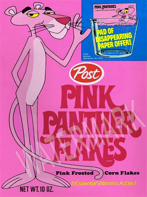 1973 Pink Panther Flakes Cereal High Quality Metal Magnet 3 X 4 Inches