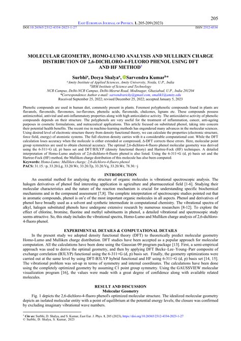 (PDF) Molecular Geometry, Homo-Lumo Analysis and Mulliken Charge Distribution of 2,6-Dichloro-4 ...