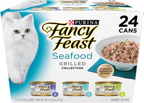 FANCY FEAST Grilled Seafood Feast Variety Pack Canned Cat Food, 3-oz ...