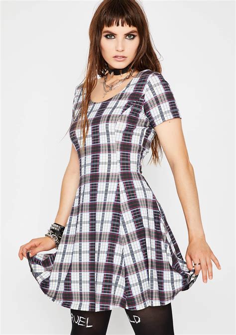 Current Mood Plaid Fit N Flare Mini Dress Dolls Kill