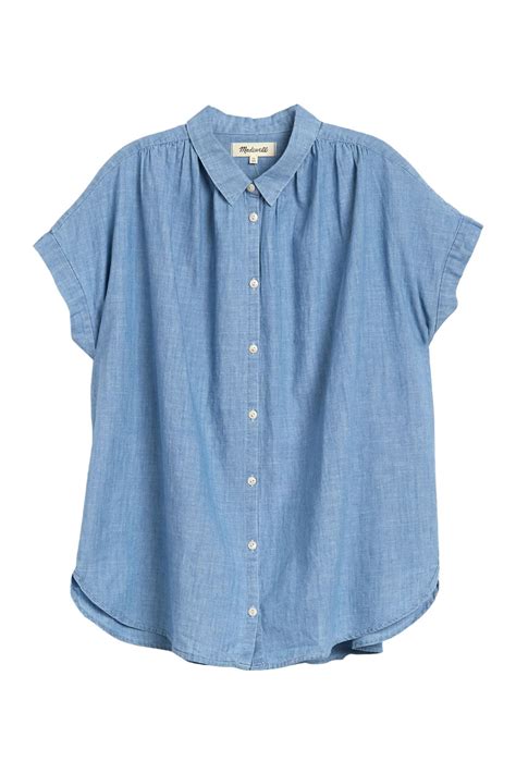 Madewell Short Sleeve Button Front Chambray Shirt Nordstrom Rack In