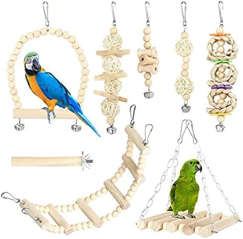 Amazon Gwhole Pcs Bird Toys For Parakeets Parrot Swing Chewing