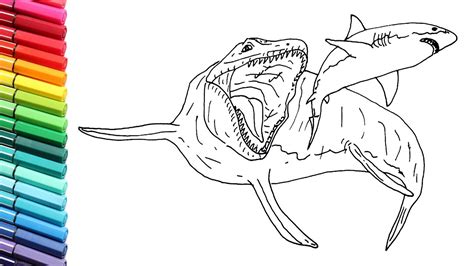 Mosasaurus Vs Megalodon Coloring Pages It is out for revenge