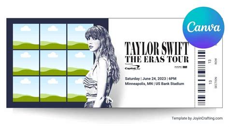 Taylor Swift The Eras Tour Tickets Editable In Canva