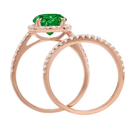 Clara Pucci K Rose Gold Round Cut Ct Simulated Emerald Engagement