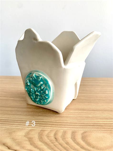 Ceramic Chinese Take Out Container Ceramic Planter Decorative Item