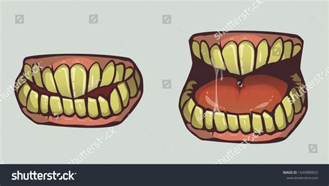 Creepy Teeth Vector Cartoon Illustration Open Stock Vector (Royalty ...