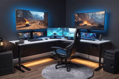 Premium Photo | Powerful Designs DualMonitor Gaming Setup Showcase