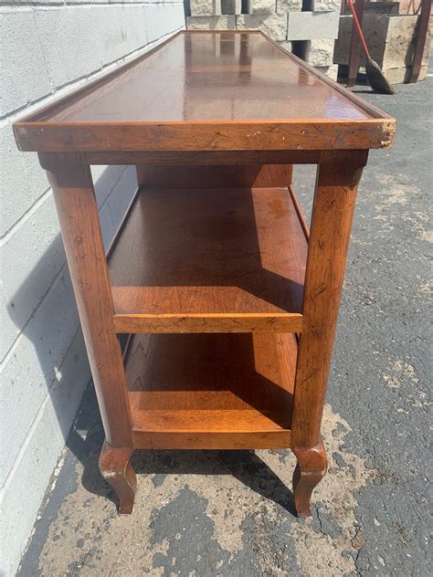 Henredon Console Table Sofa Wood Rustic Farm Antique Primitive Cottage