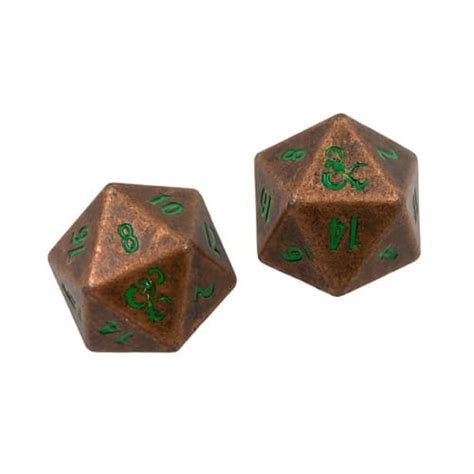 Heavy Metal Feywild Copper And Green D20 Dice Set For Dungeons