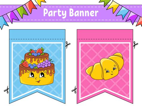 Party banner. With cute cartoon characters. For holidays, birthday ...