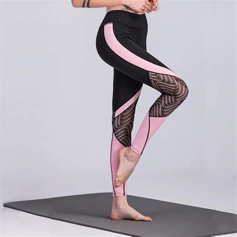 New Black Lace Stitching Fitness Leggings Pink Exercise Leggings Ladys