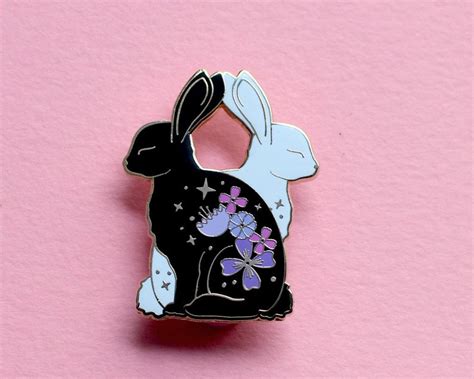 Floral Rabbit Enamel Pin Animal With Flowers Animal Enamel Pin Etsy Uk