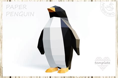 Penguin 3D Papercraft Template 3 Sizes H20 25 30cm HOBBYMO