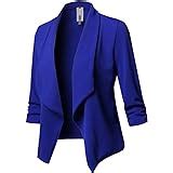 Minetom Damen Elegant Langarm Blazer Sakko Einfarbig Slim Fit Revers